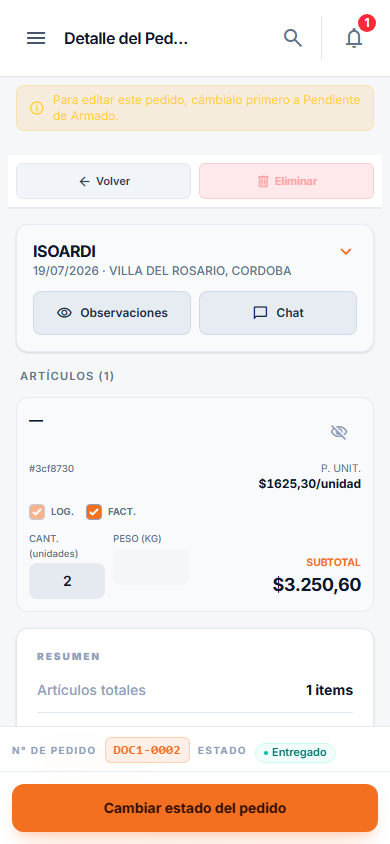Cambio de estado en mobile