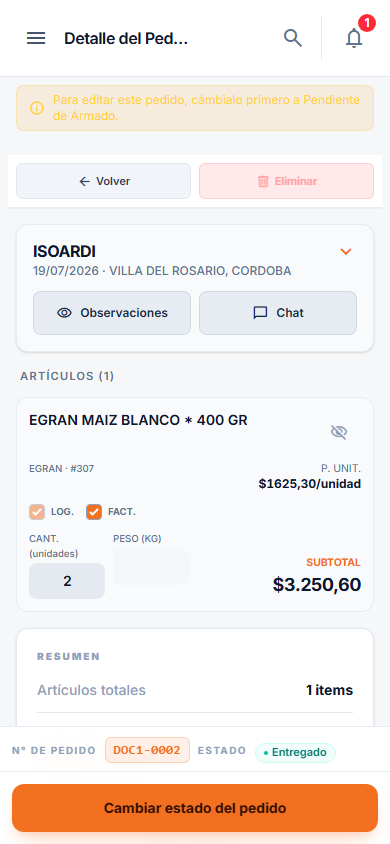 Firma de entrega mobile