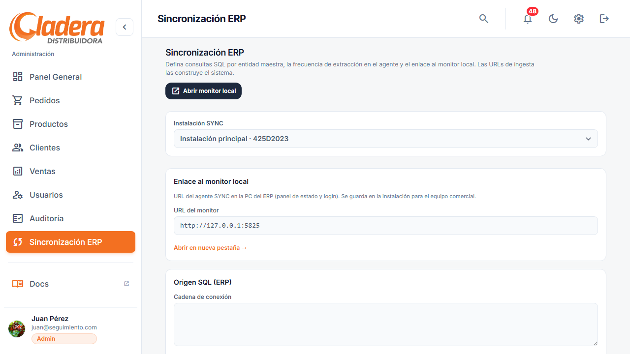 Portal sincronización ERP
